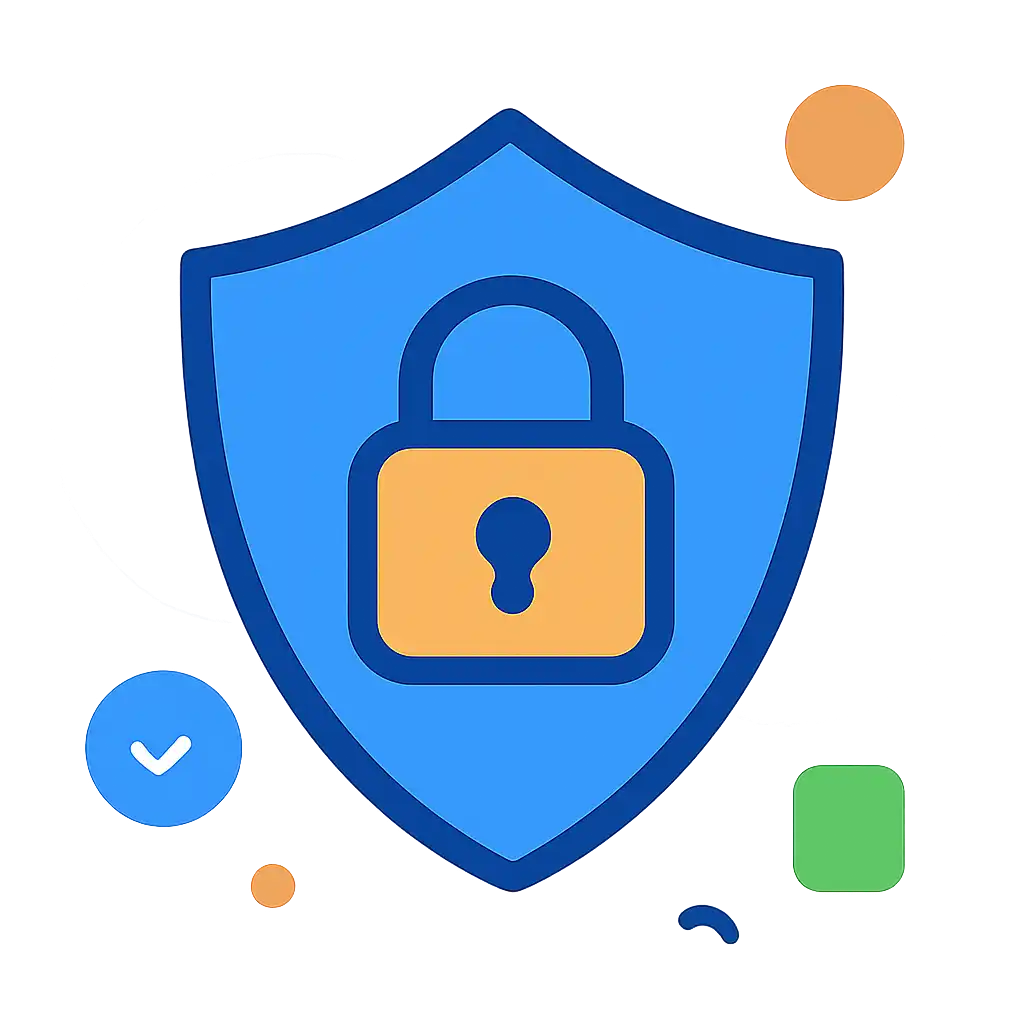 Security shield icon with lock: Raxi Win safety visualization